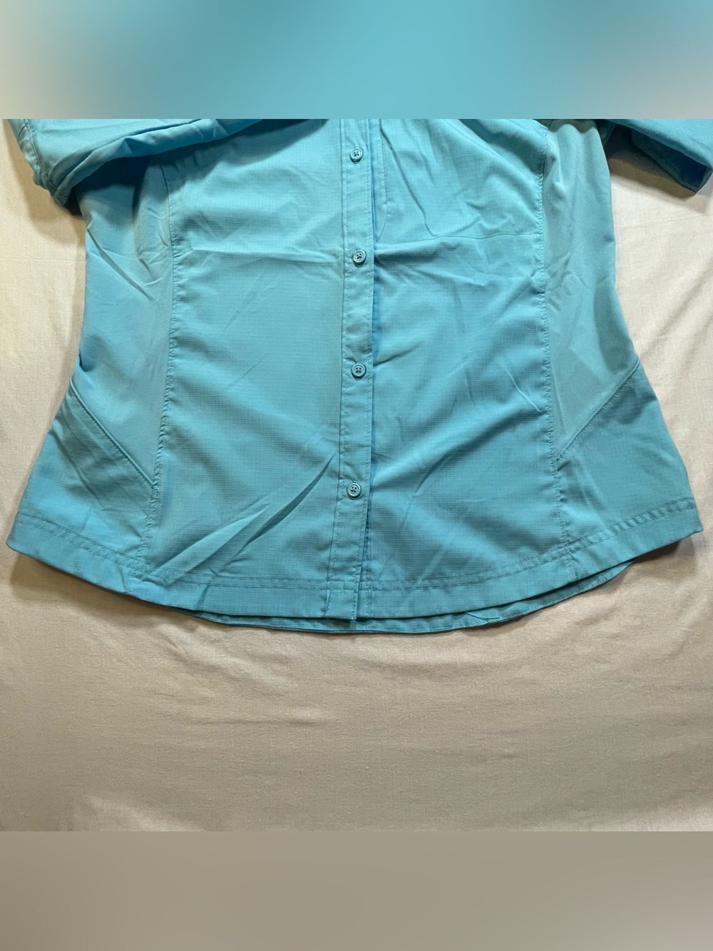 Columbia Women's M Shirt Blue Roll-Tab Vented Nylon Blend Hiking Fishing Beach - Picture 3 of 11